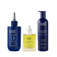 Raise Viral Korean Glass-Like Shine Ritual | Pre-Wash Oil, On Cloud 9 (200 ml) & Treatment & Fall Fighter Shampoo