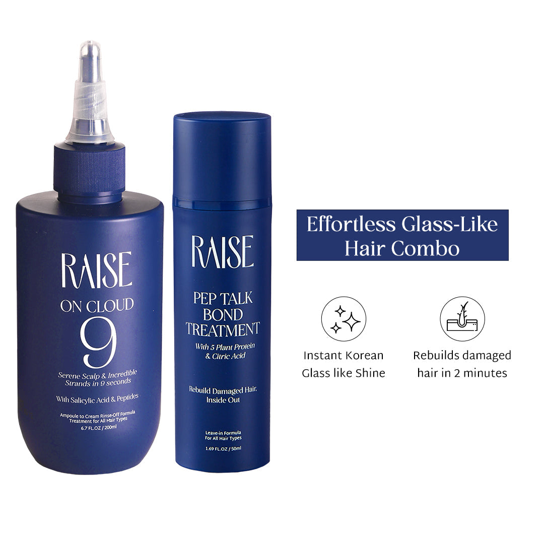 Raise Viral Korean Glass like Hair Combo | Instant Korean Glass like Shine & 2-Min Damage Repair | On Cloud 9 & Pep Talk