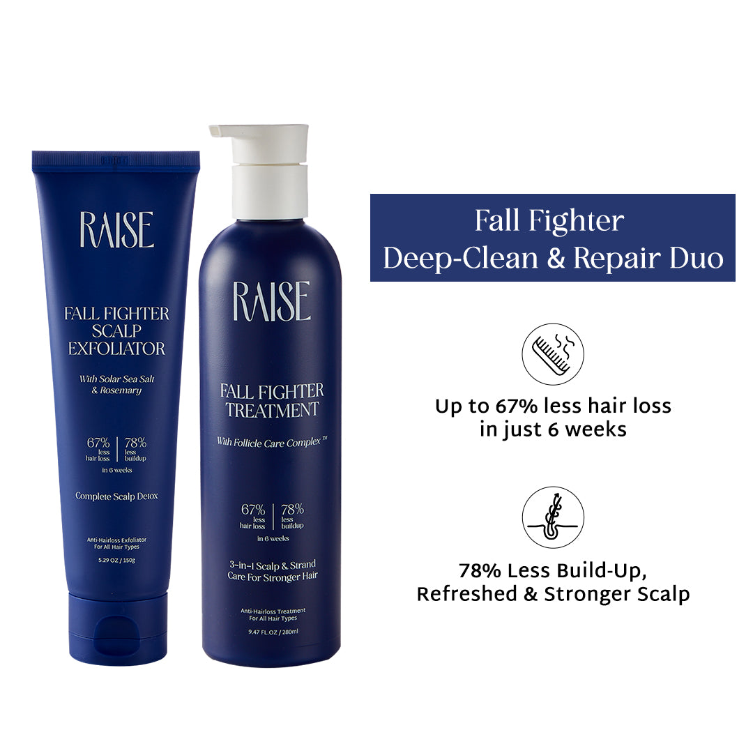 Fall Fighter Deep-Clean & Repair Duo | Fall Fighter Exfoliator (150g) + Fall Fighter Treatment (280ml)