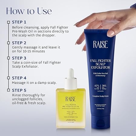 Raise Ultimate Scalp Care Combo| Pre-Wash Scalp Oil & Scalp Exfoliator | Nutrient Rich Silicone Free Oil | Scalp Detox Scrub |