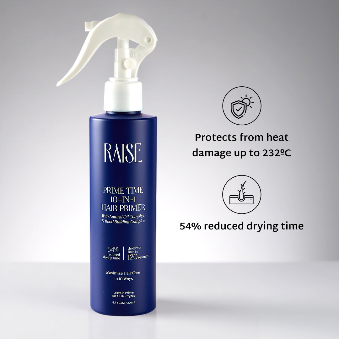 Raise Prime Time 10-in-1 Hair Primer (200ml) | Heat Protection Spray