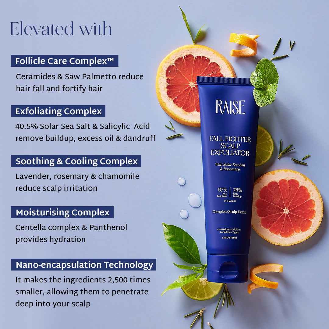Raise Fall Fighter Scalp Exfoliator | Viral Scalp Detox, Hair Fall & Dandruff Scrub - Raise