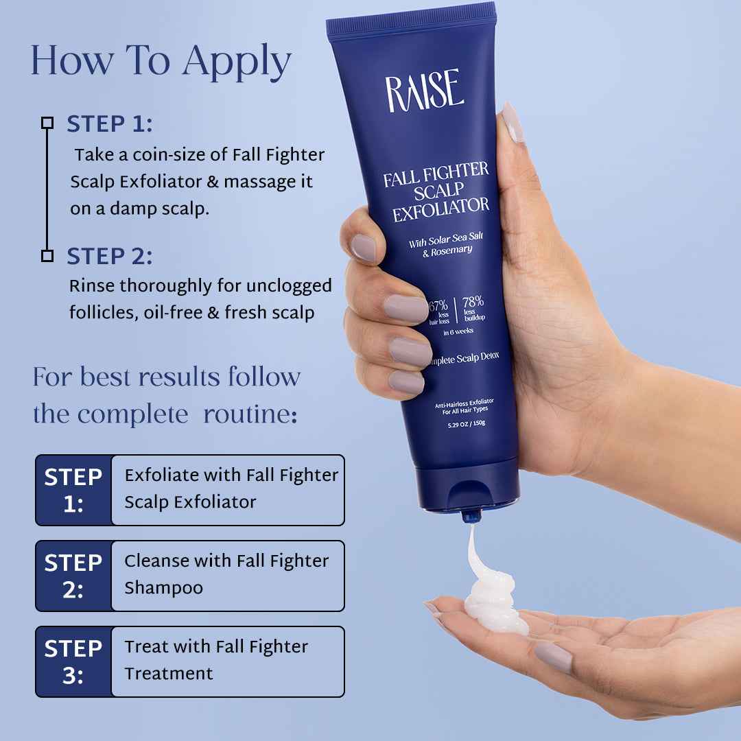 Raise Fall Fighter Scalp Exfoliator | Viral Scalp Detox, Hair Fall & Dandruff Scrub - Raise