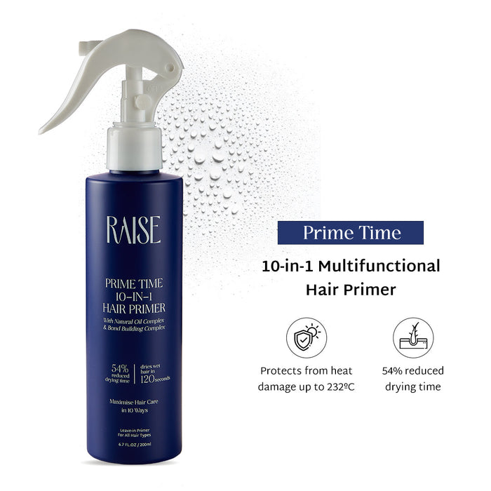 Raise Prime Time 10-in-1 Hair Primer (200ml) - Heat Protectant For Hair