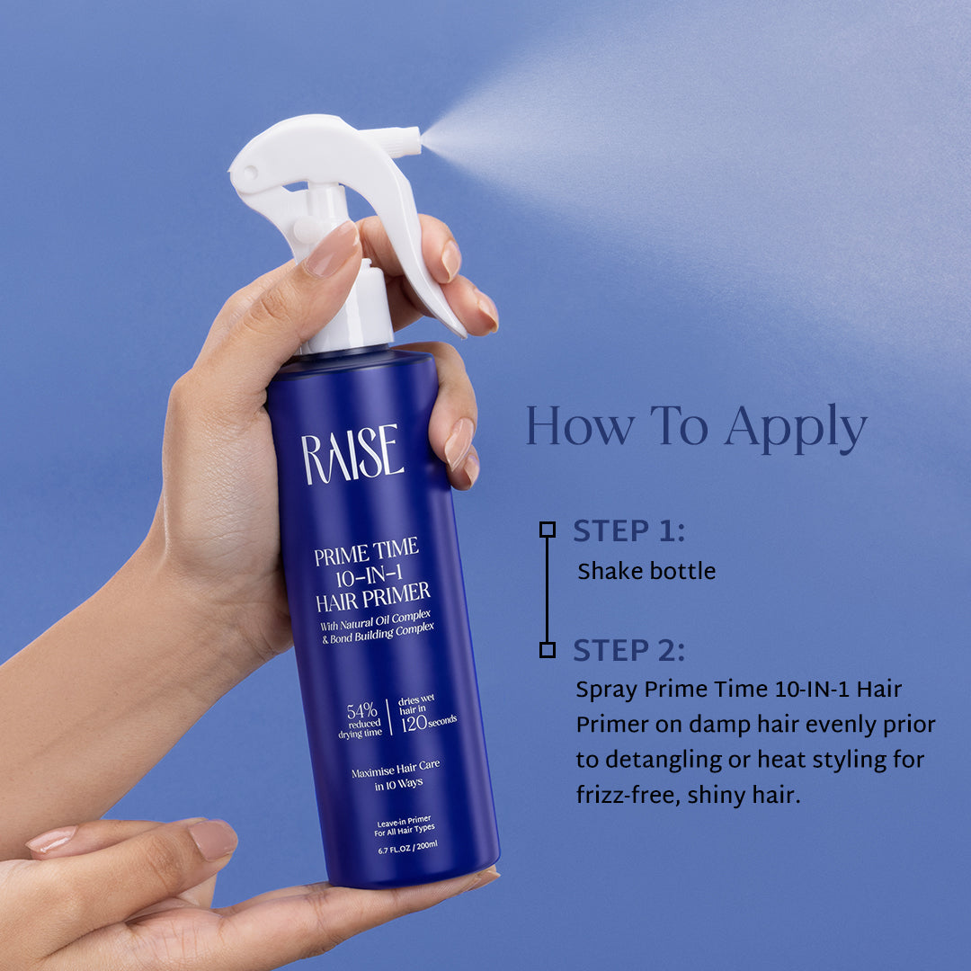 Raise Prime Time 10-in-1 Hair Primer - Heat Protectant Spray For Hair